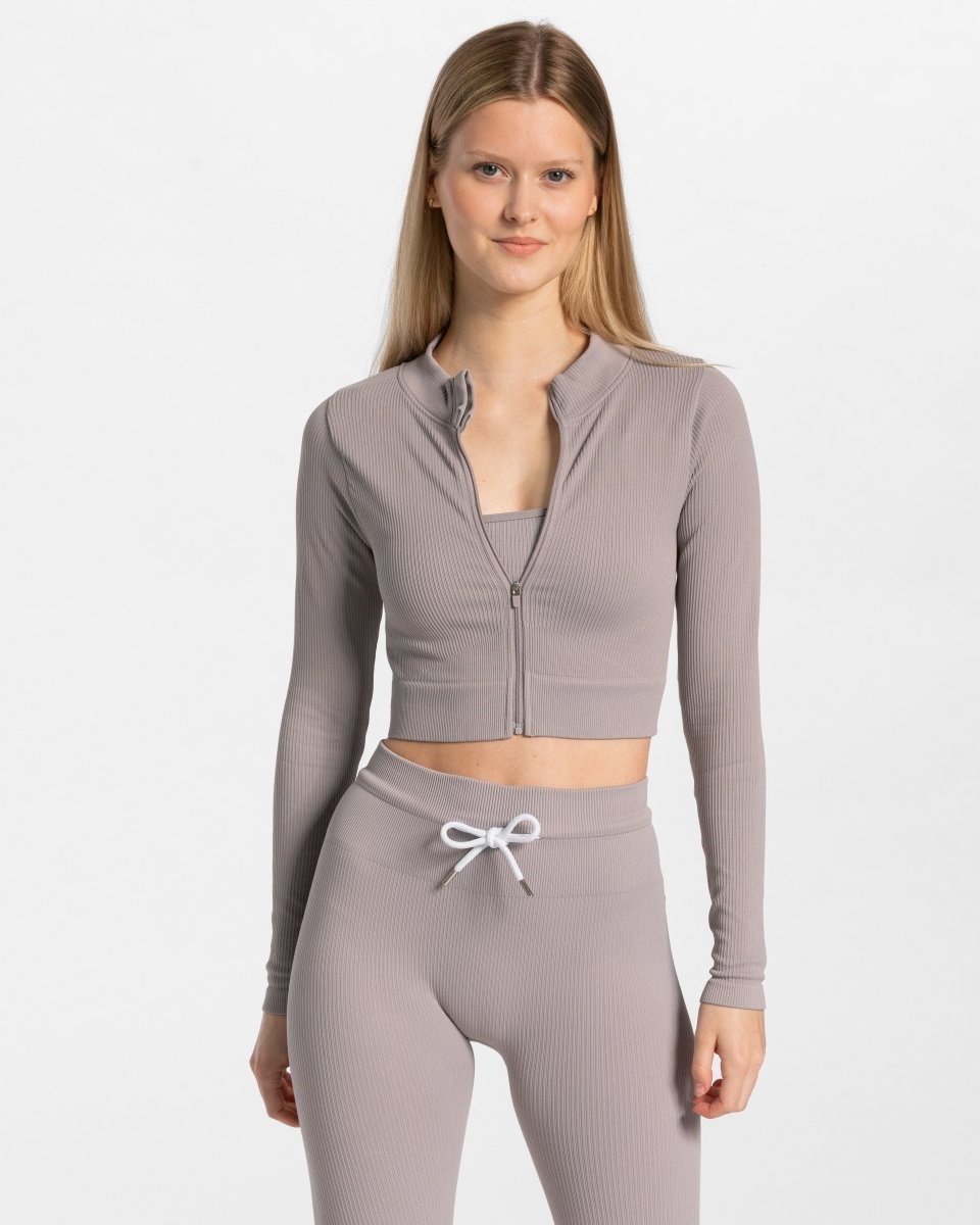 TEVEO Žebrovaný Zip Jackets Stone | GHBD-98045