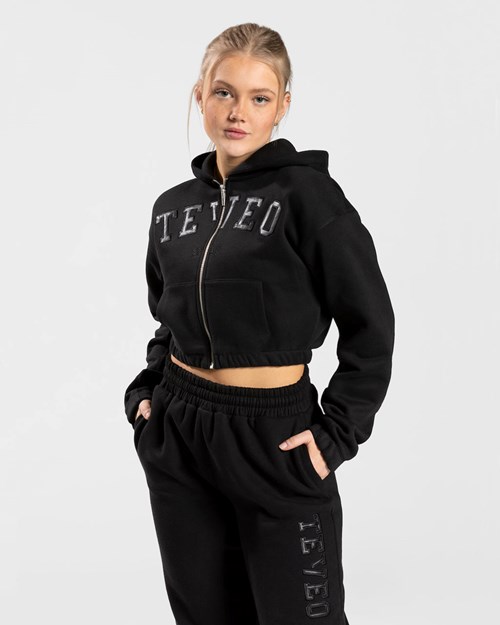 TEVEO College Zip Hoodie Černé | BXCT-86357