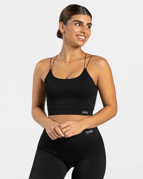 TEVEO Elegantní Páskové Top Černé | ROVZ-73821