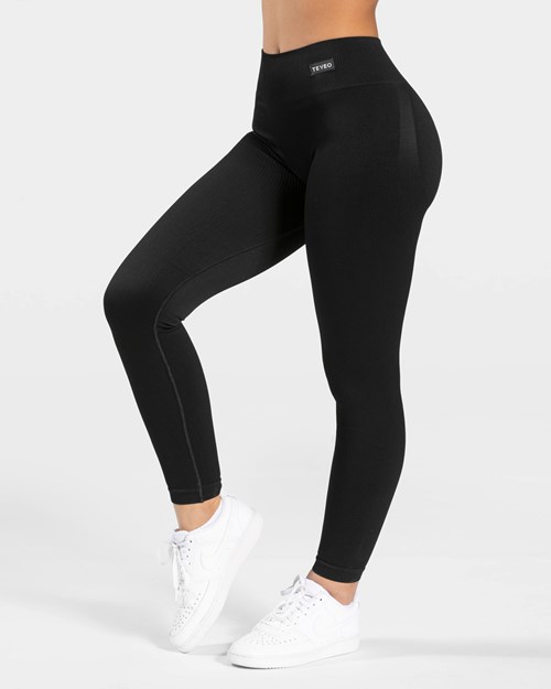 TEVEO Elegantní Scrunch Leggings Černé | KOIW-51963