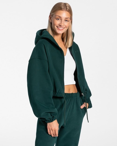 TEVEO Iconic Oversized Zip Hoodie Tmavě Zelene | CXKI-91765