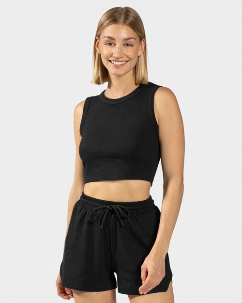 TEVEO Lounge Crop Top Černé | NQBT-81439