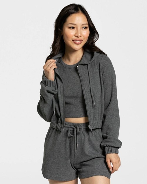 TEVEO Lounge Zip Hoodie Tmavě Šedé | EPLZ-79560