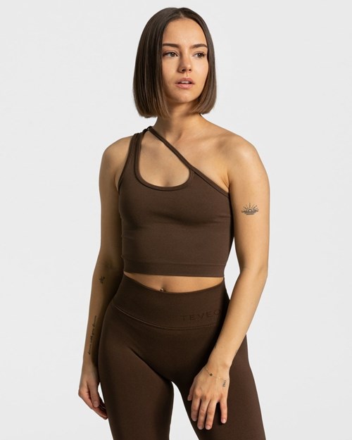 TEVEO Sassy One Shoulder Top Braun | ATPJ-47356