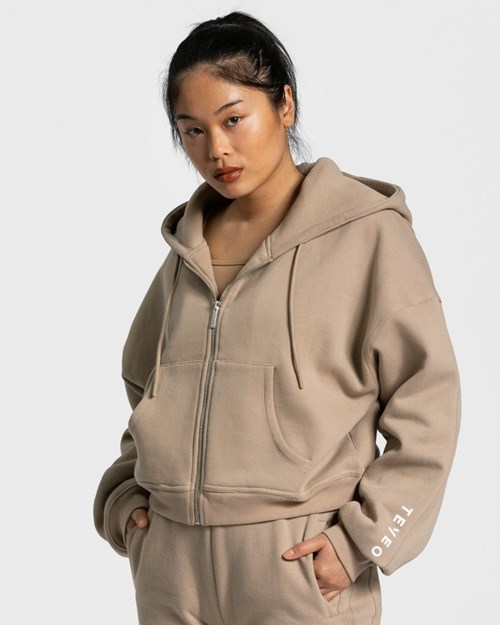 TEVEO Sassy Zip Hoodie Béžový | EJFY-10428