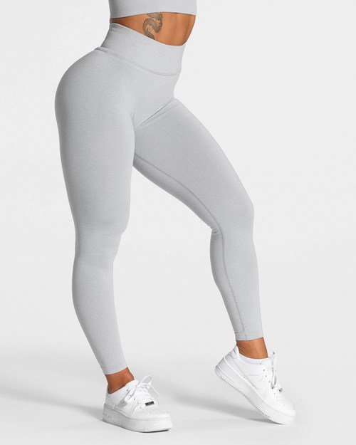 TEVEO Statement Scrunch Leggings Světle Šedé | DFGJ-45083