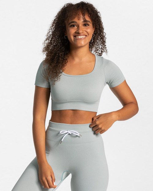 TEVEO Žebrovaný Crop Top Blankyt | CDRK-63814