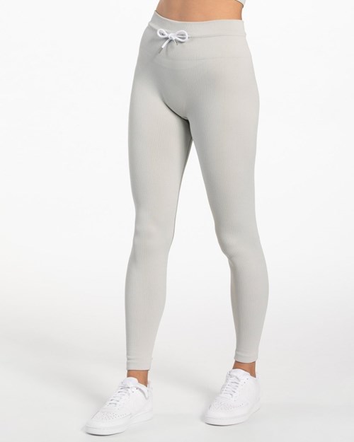 TEVEO Žebrovaný Leggings Světle Šedé | NCDQ-92451